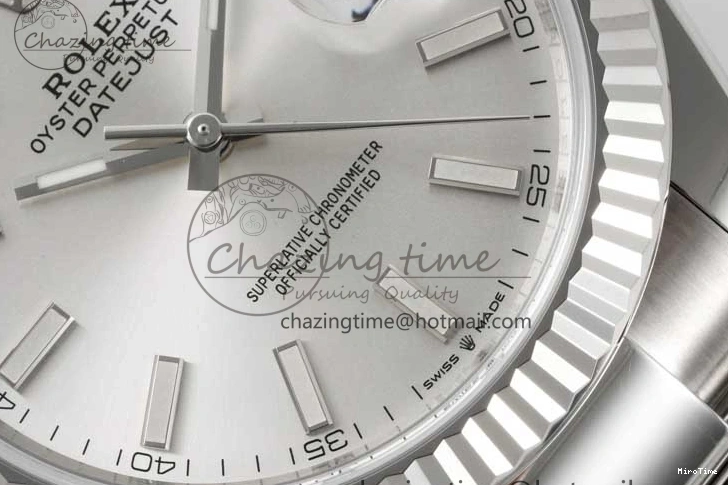 MiroTime 0113 DateJust 41 126334 Clean 1:1 Best Edition 904L Steel Silver Stick Dial on Oyster Bracelet VR Modern 2434